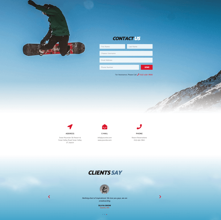 あなたが見るべきトップの無料&プレミアムElementorテンプレート12 snowboard template
