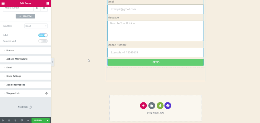 创建 Elementor 联系表的终极指南 6 Step 3: Setting the Button