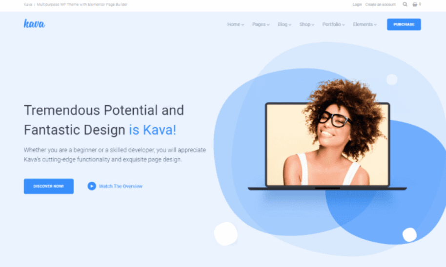 أفضل 10 سمات مجانية لـ Elementor: تخصيص موقع الويب الخاص بك بسهولة بالغة 3 Kava- Tremendous Potential Theme