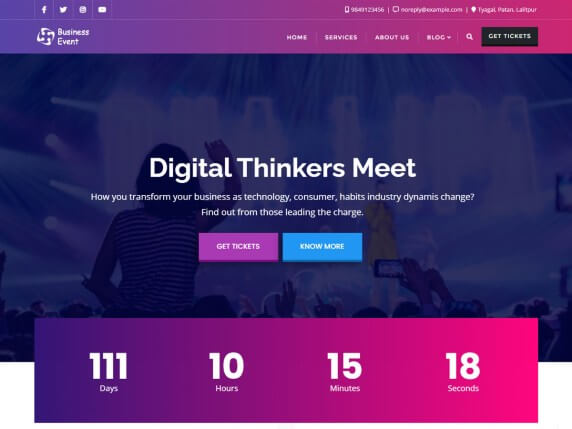 أفضل 10 سمات مجانية لـ Elementor: تخصيص موقع الويب الخاص بك بسهولة بالغة 9 Business Event- Digital Thinkers Meet