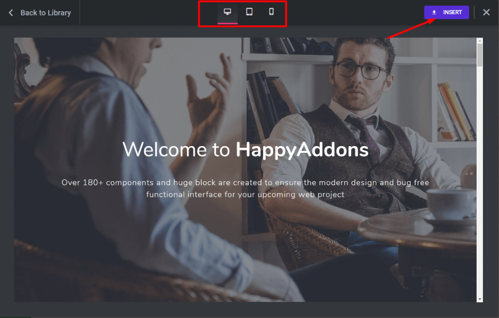 Presentazione dei modelli di modifica a pagina intera di Happy Addons 7 insert