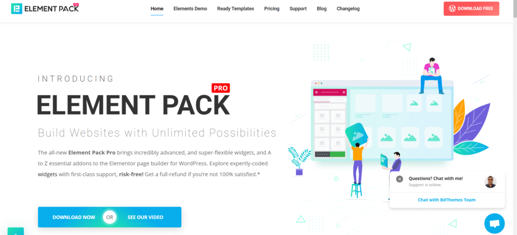 使用 Elementor 4 的簡單而強大的插件創建您的下一個 WordPress 網站 ELEMENT PACK: Build Websites with Unlimited Possibilities