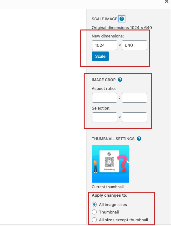 Gutenberg Block Editor 13に関するよくある質問(FAQ)への回答 edit image ratio
