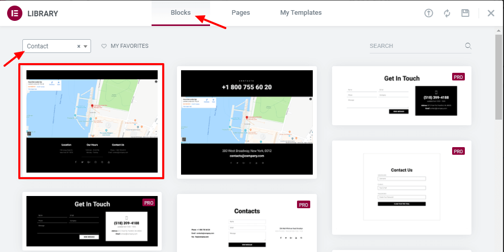 كيفية استخدام قوالب موقع ويب Elementor المجانية 11 Add contact section