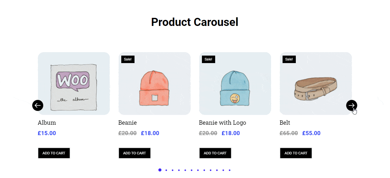 ElementorWebサイトでWooCommerce製品カルーセルウィジェットを使用して製品カルーセルを作成する18 Final Preview Of WooCommerce Product Carousel Widget
