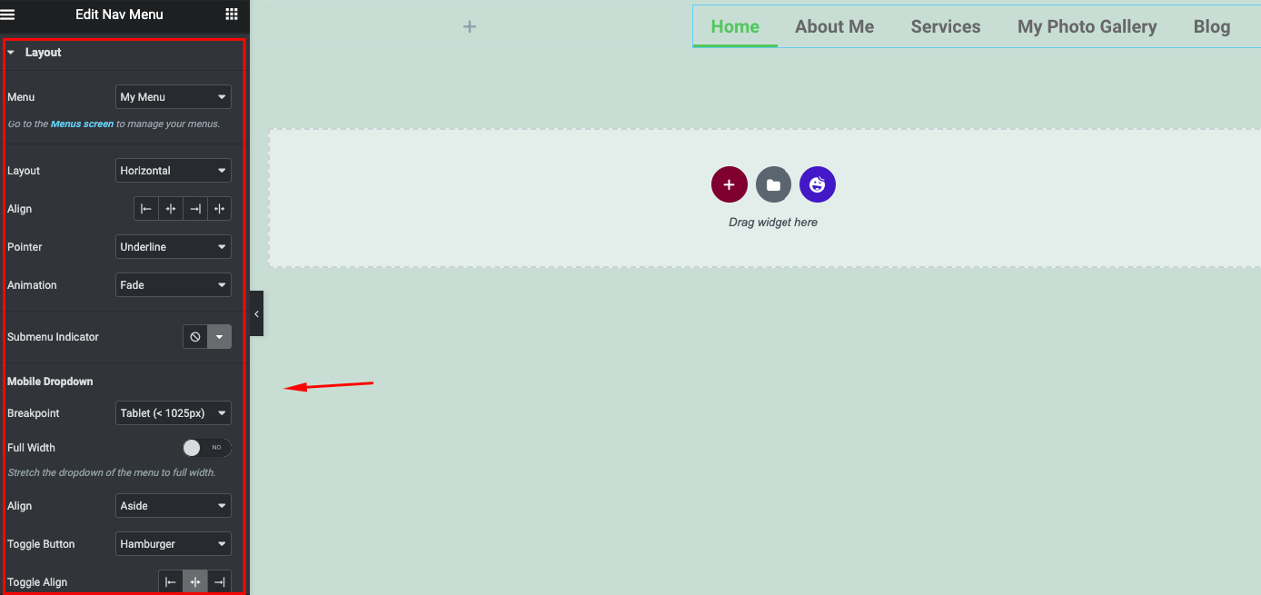 如何自定义 Elementor Nav Menu & Elementor Portfolio Widget(教程)12 Content of Menus