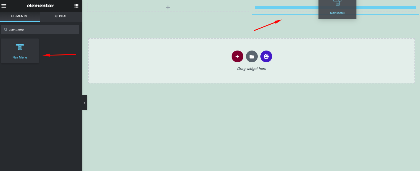 如何自定义 Elementor Nav Menu & Elementor Portfolio Widget(教程)9 Drag & drop the widget