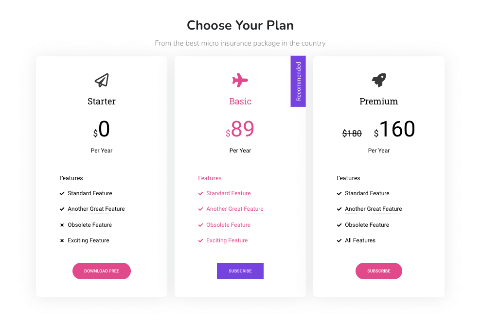 Cree una tabla de precios en su sitio web de Elementor usando Happy Addons 13 The final preview of the pricing table