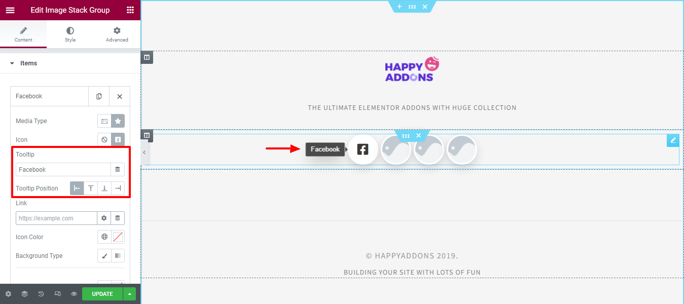 Buat Grup Tumpukan Gambar Di Situs Web Elementor Anda Menggunakan Happy Addons 5 Add Tooltip & Set Position