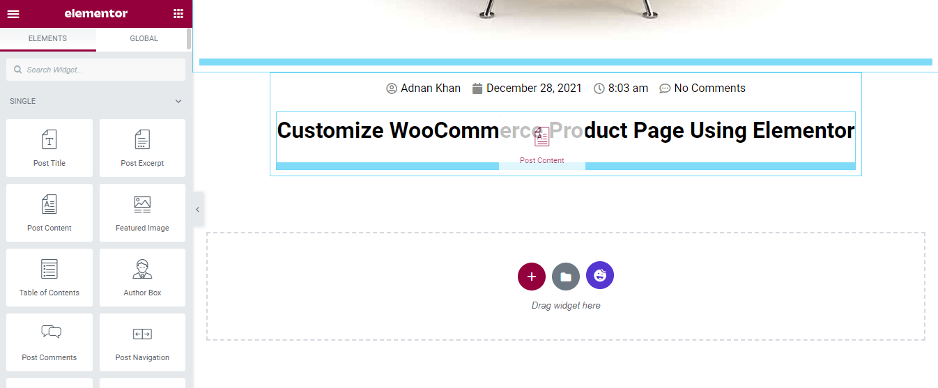 วิธีสร้างเทมเพลตการโพสต์บล็อก Elementor แบบกำหนดเอง 13 Add Post Content Widget