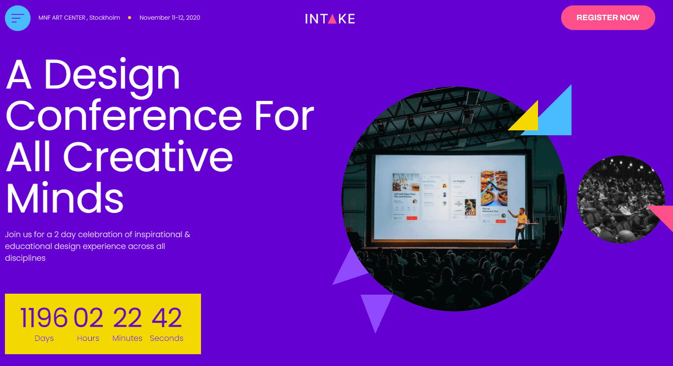 Die besten Elementor-Landingpage-Vorlagen, die Sie 2022 verwenden sollten 4 Design Conference (Events & Entertainment Landing Page Templates)