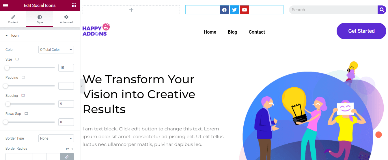 Elementor 14로 WordPress 헤더를 편집하는 방법 Customize Social Icons