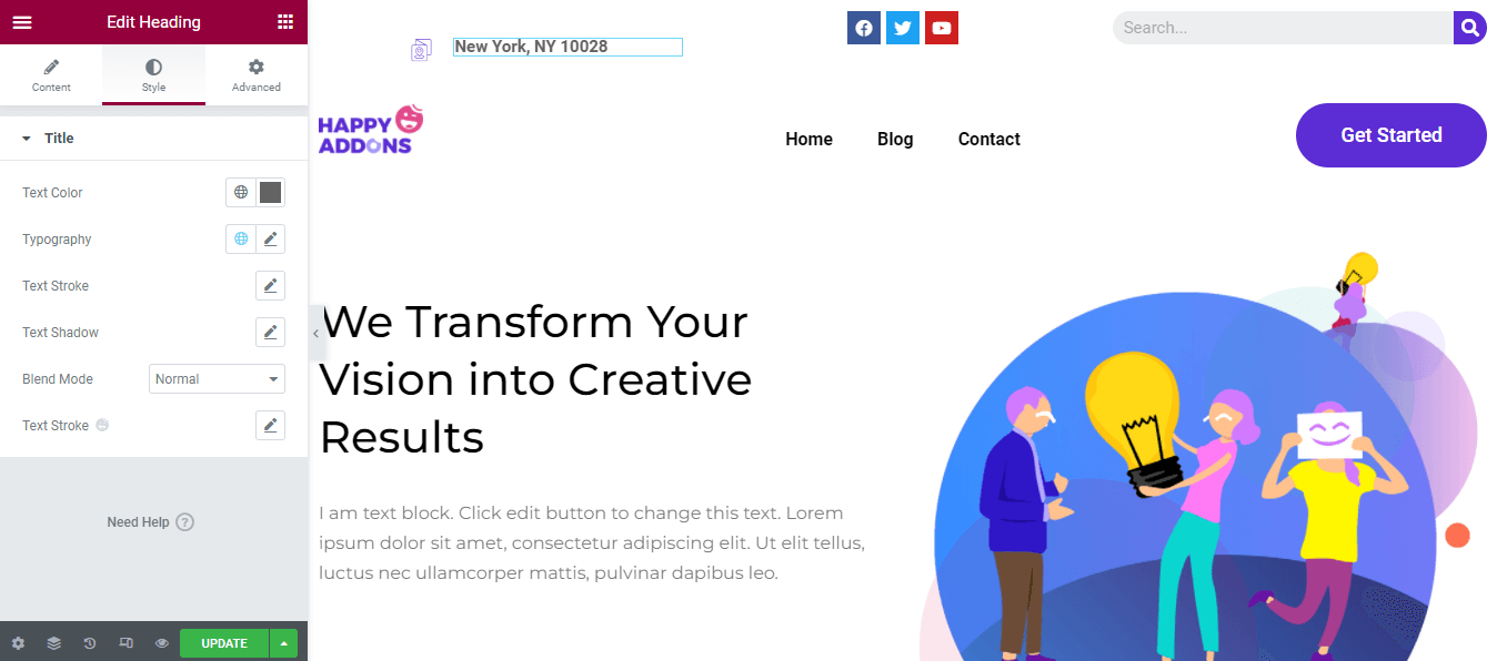 Elementor 19로 WordPress 헤더를 편집하는 방법 Customize Heading Style