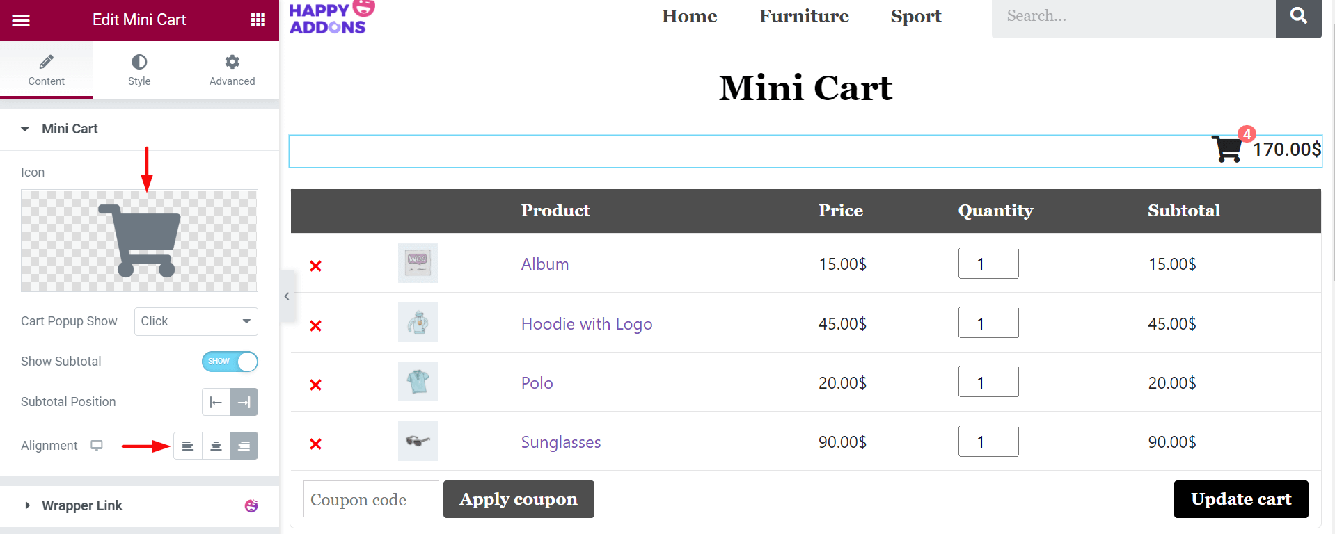 Jak edytować stronę koszyka WooCommerce za pomocą Elementora 25 Change Logo of Mini Cart Widget
