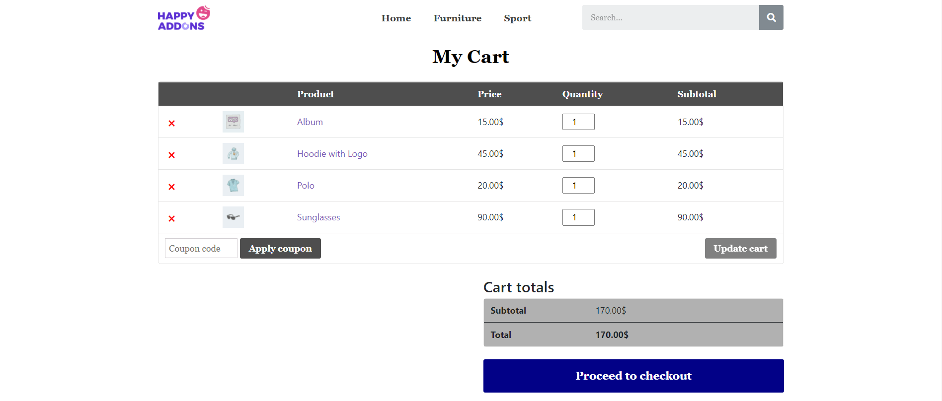 Jak edytować stronę koszyka WooCommerce za pomocą Elementora 21 Preview of WooCommerce Cart Page