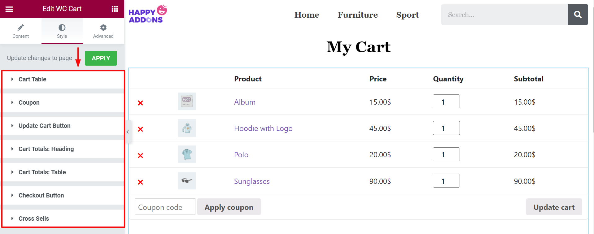 Jak edytować stronę koszyka WooCommerce za pomocą Elementora 8 WC Cart Styles