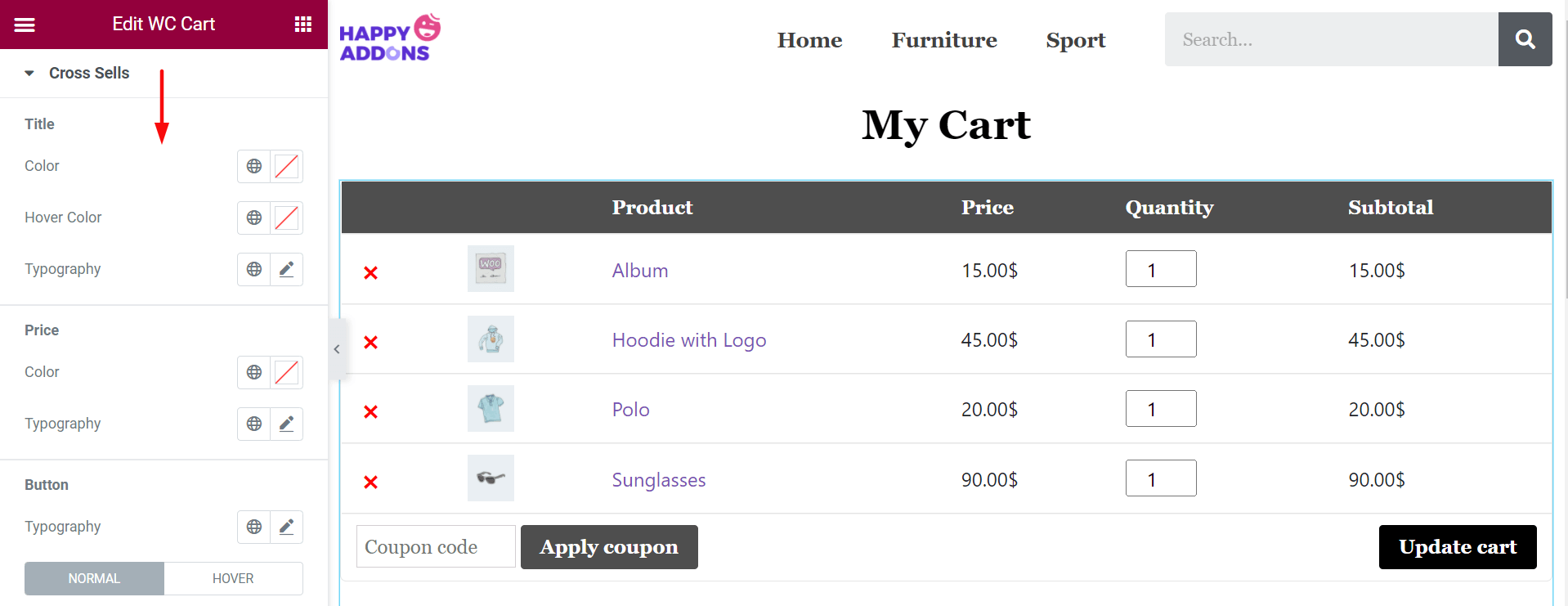 Jak edytować stronę koszyka WooCommerce za pomocą Elementora 19 Update Cross Sells Option by Page Builder