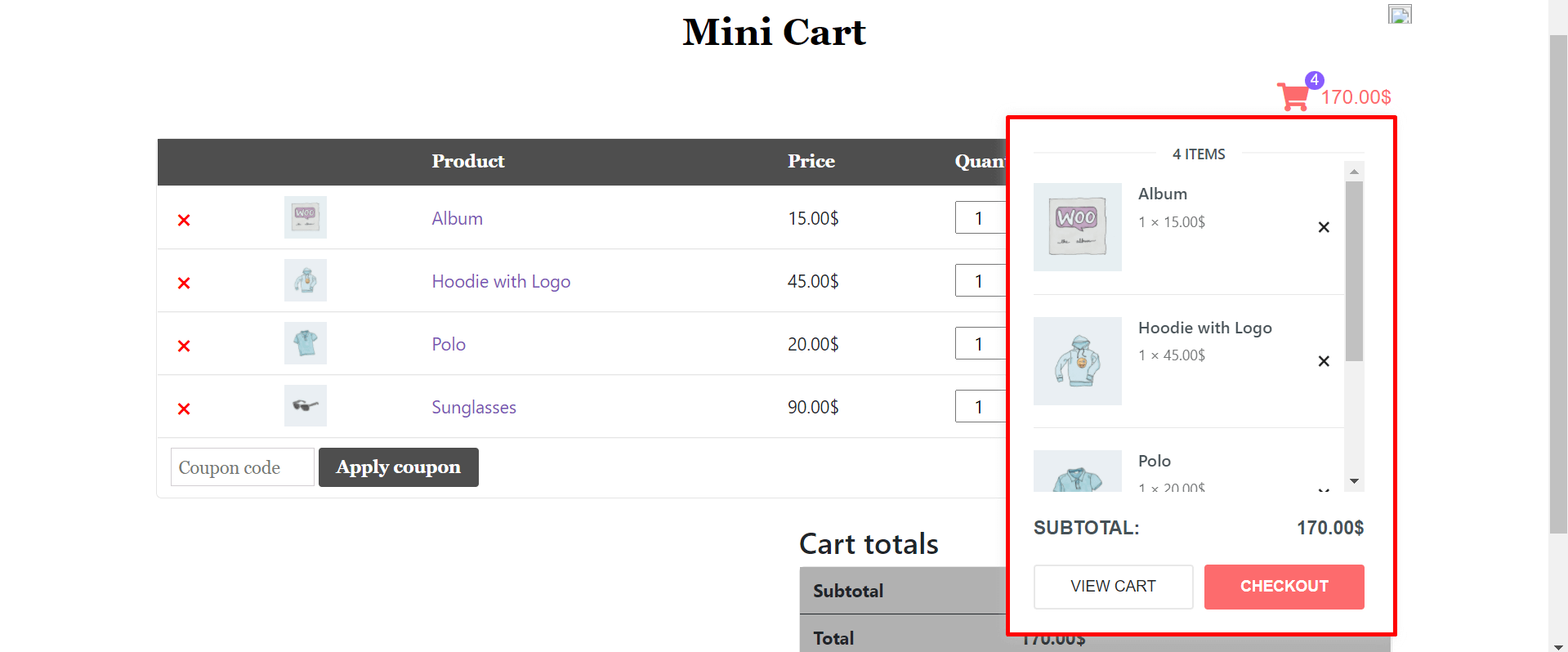 Jak edytować stronę koszyka WooCommerce za pomocą Elementora 27 Preview of Mini Cart
