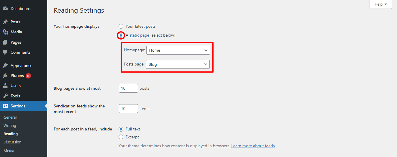 WordPress 25에서 새 페이지를 만드는 방법 Seperate Post Page & Homepage