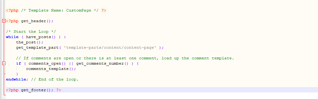 WordPress 16에서 새 페이지를 만드는 방법 Current CustomPage-php file