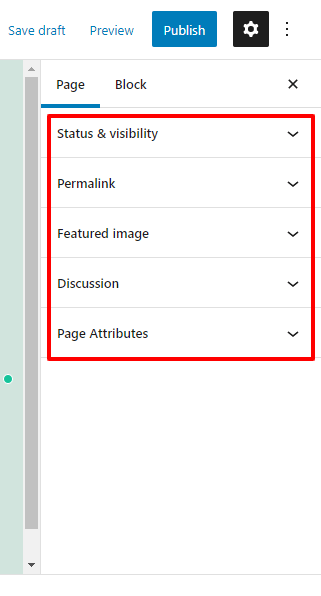 WordPress 6에서 새 페이지를 만드는 방법 Page settings