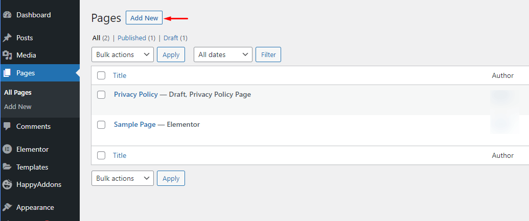 WordPressでページを複製する方法-Elementor4の有無にかかわらず Add a New Page