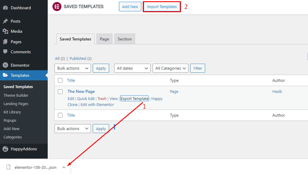 WordPressでページを複製する方法-Elementor7の有無にかかわらず Import Templates