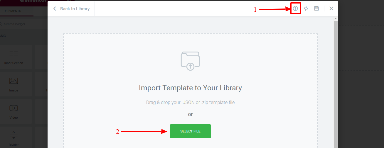 Elementor 사용 방법: 초심자를 위한 궁극 가이드 41 Upload JSON file