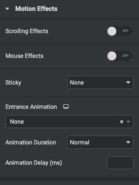 2분 안에 Elementor 웹사이트에 시차 효과를 추가하는 방법 13 Elementor Motion effect
