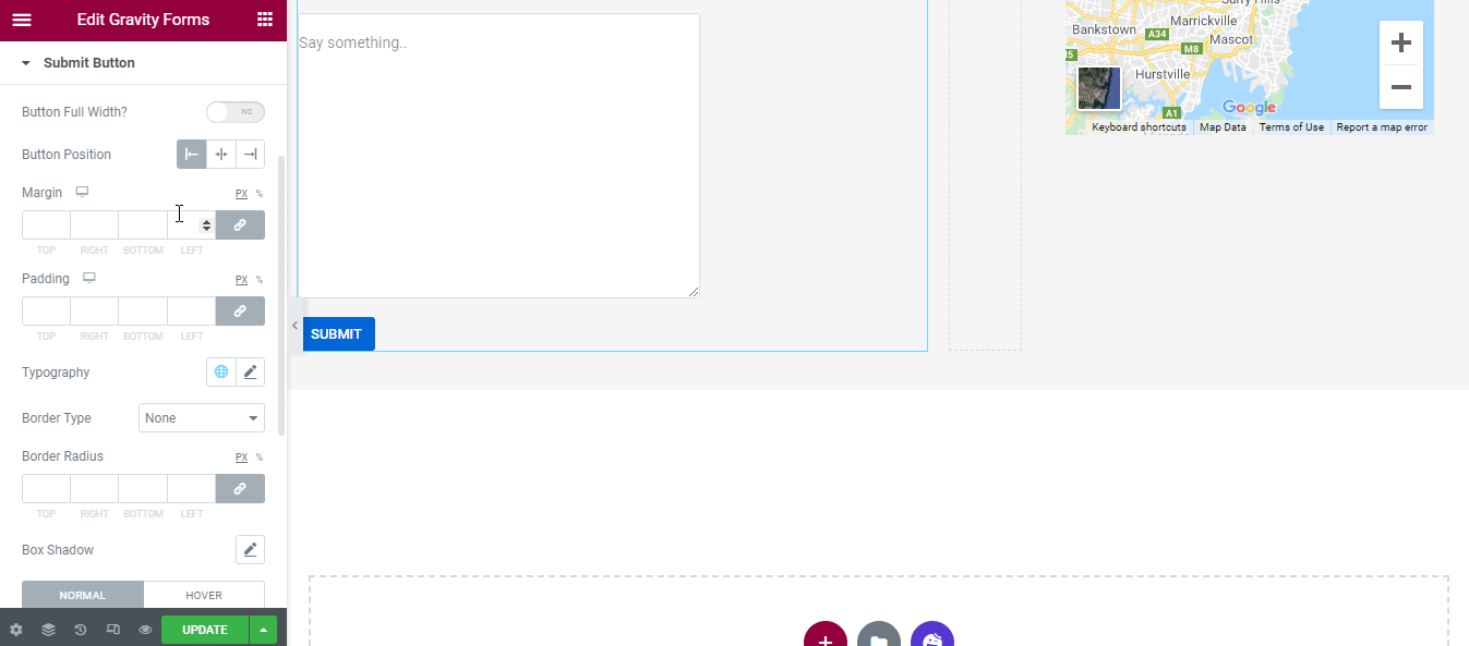 Elementor 웹 사이트 11에 중력 양식을 추가하는 방법 Style Submit Button Width