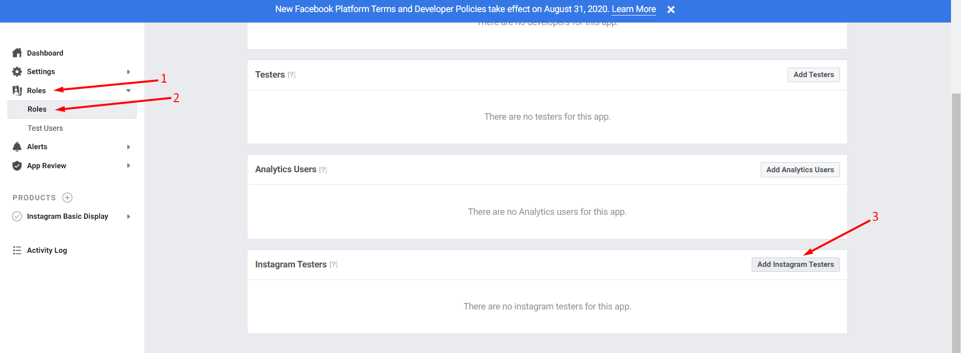 Comment générer un jeton d'accès Instagram 13 Add Instagram Testers