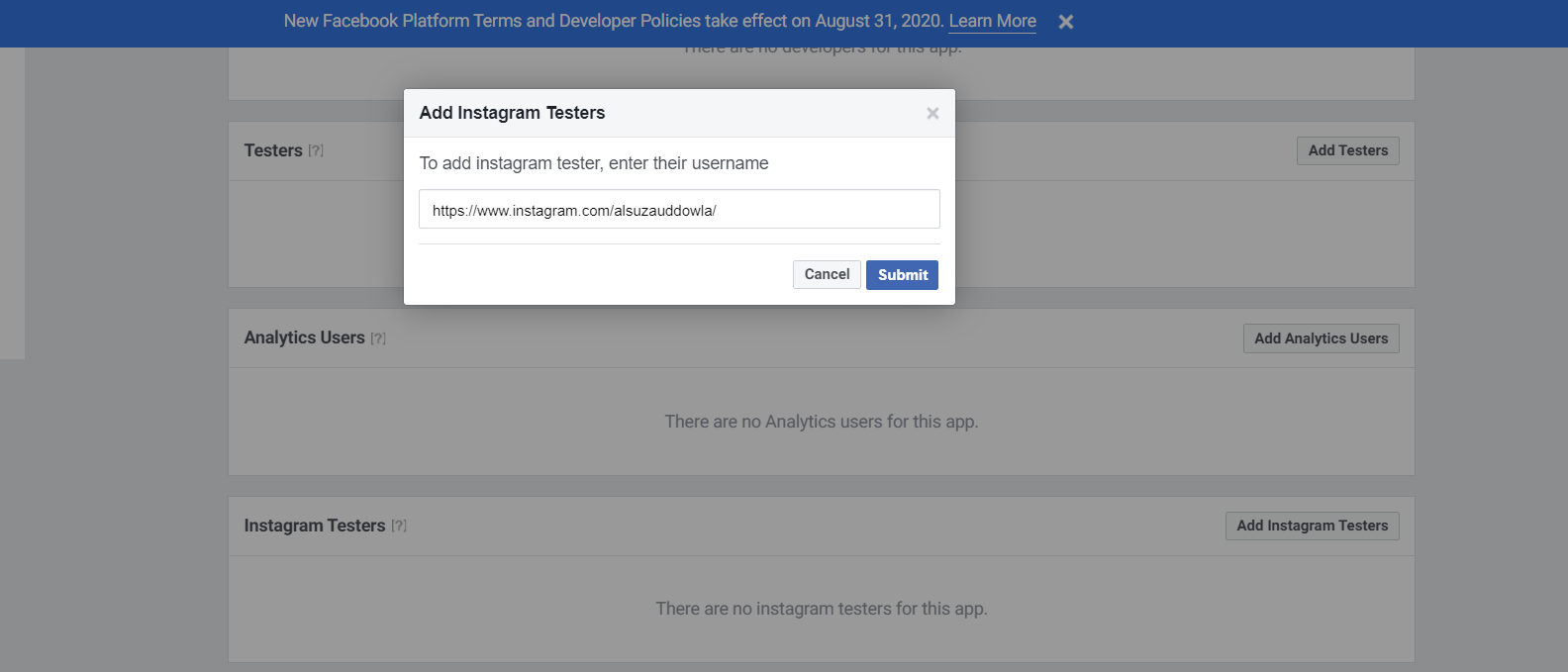Comment générer un jeton d'accès Instagram 14 Add Instagram Testers