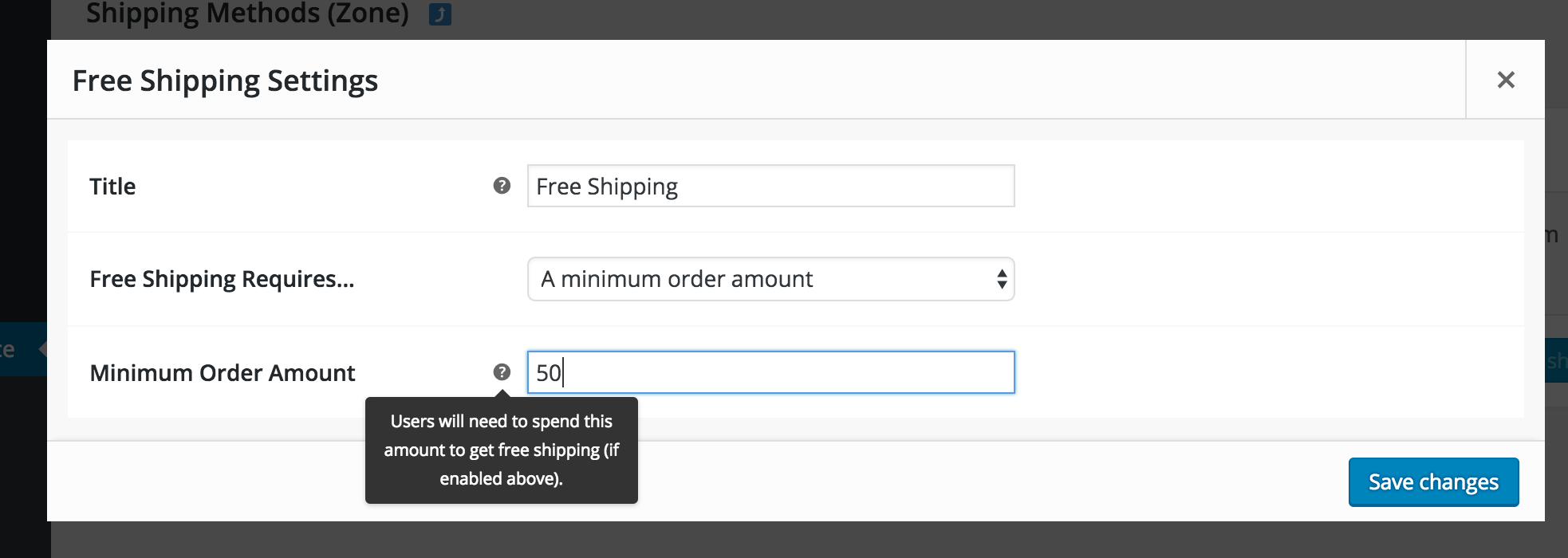 在 WooCommerce 中為美國客戶添加免費送貨選項,但前提是他們花費 50 美元或更多。
