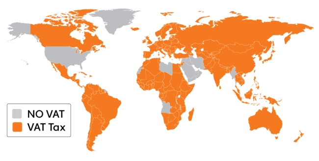 Los países que cobran IVA se muestran aquí.