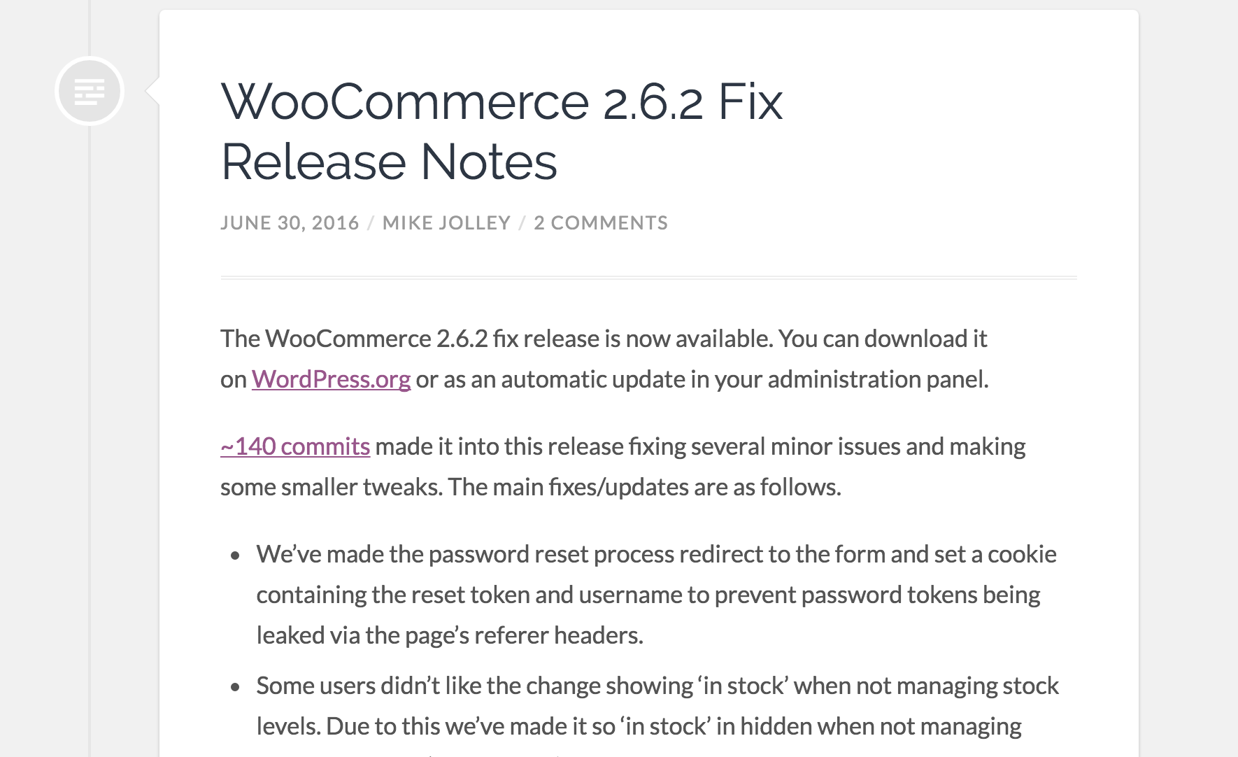 Updates, wie die jüngste Fix-Version 2.6.2, halten WooCommerce – und Sie – sicher und geschützt.