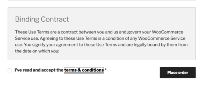 WooCommerce 中的新條款和條件功能