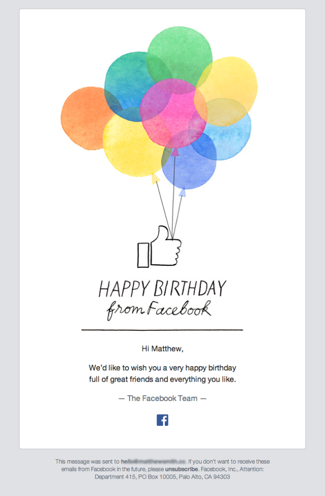 来自 Facebook 的生日快乐!