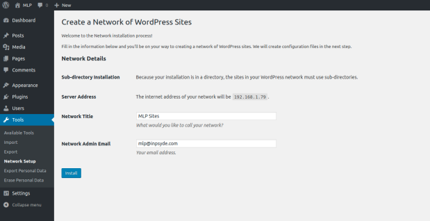 WPAdminでWordPressサイトのネットワークを作成する