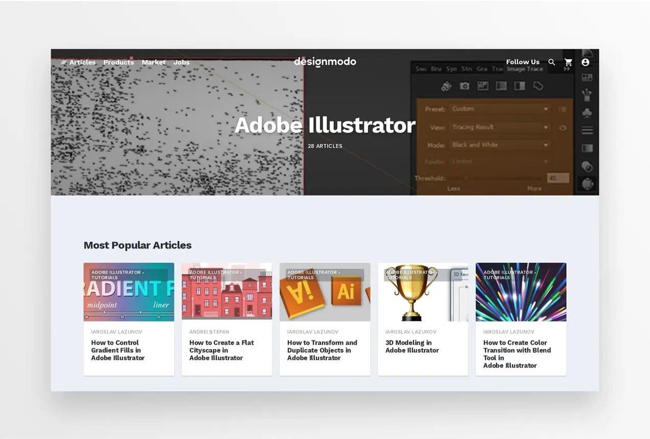 AdobeIllustratorの投稿のフィードを含むDesignmodoブログ