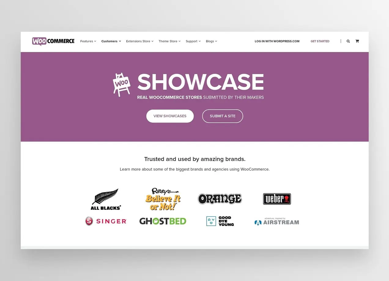 WooCommerce 展示柜,带有 WooCommerce 网站示例