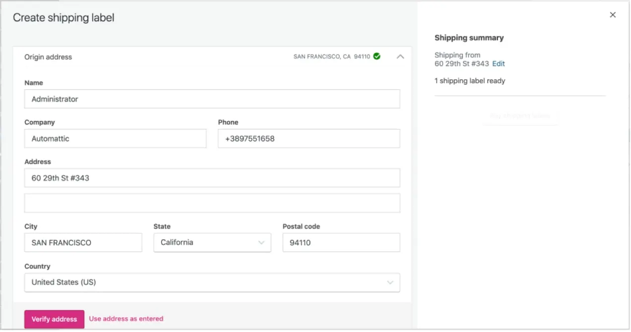 إنشاء شاشة تسمية الشحن من WooCommerce Shipping