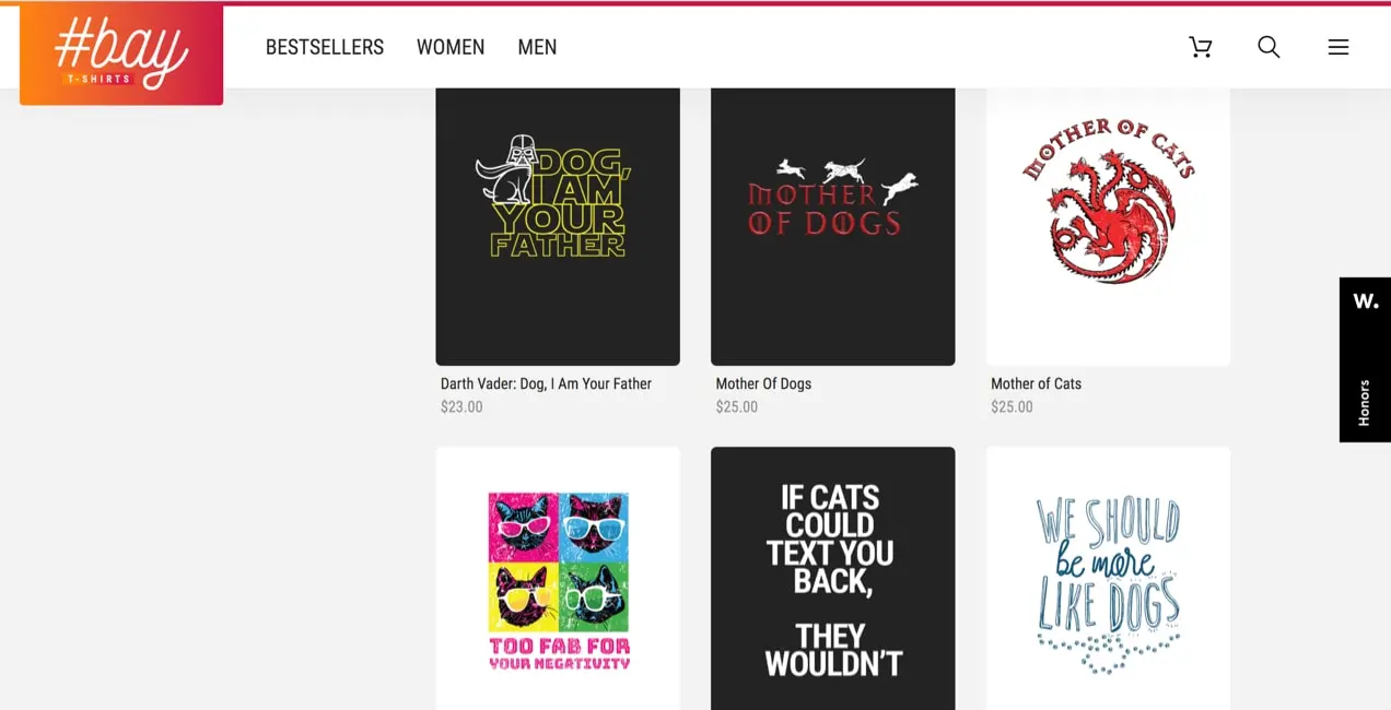 T-Shirt-Designs, die in einem Raster präsentiert werden