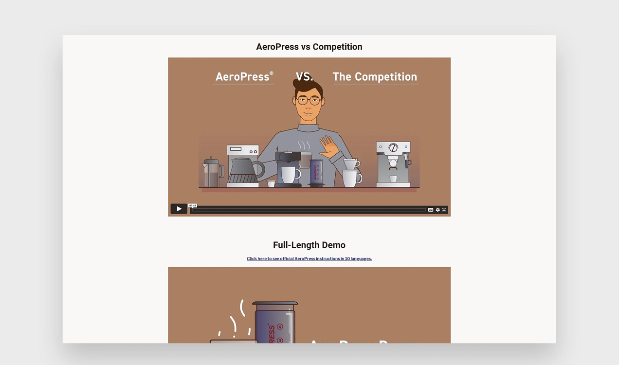 삽화가 있는 AeroPress 비디오