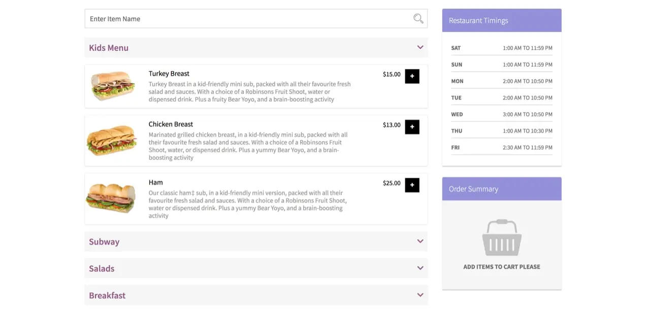 WooCommerce 결제 페이지용 레스토랑