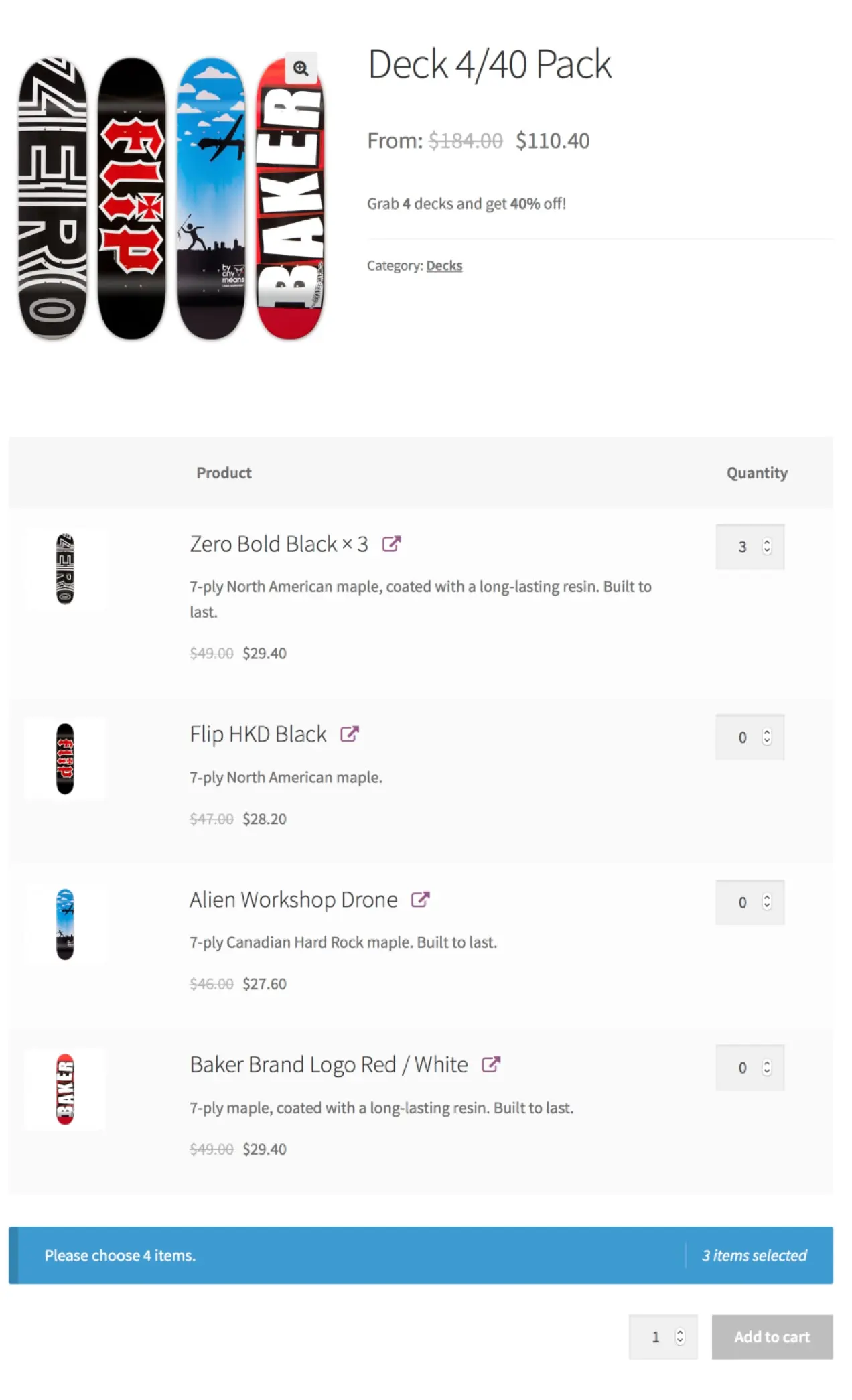 Pacotes WooCommerce em uma loja