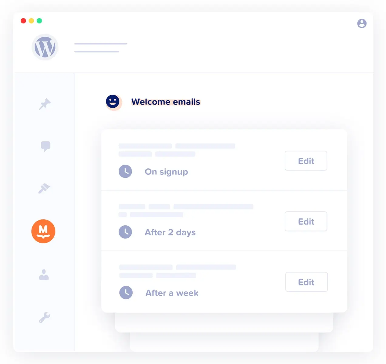Mailpoetの電子メールシーケンスを示すウェルカム電子メールグラフィック
