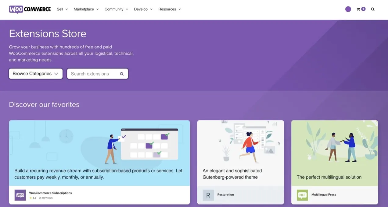 WooCommerce 확장 스토어
