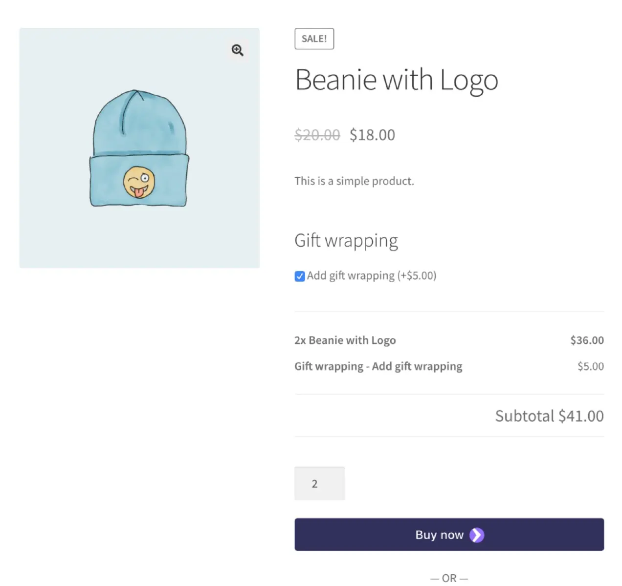 emballage cadeau en complément du produit