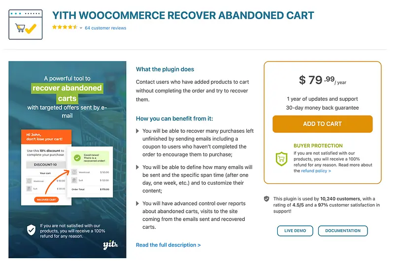 Plugin de recuperação de carrinho abandonado YITH