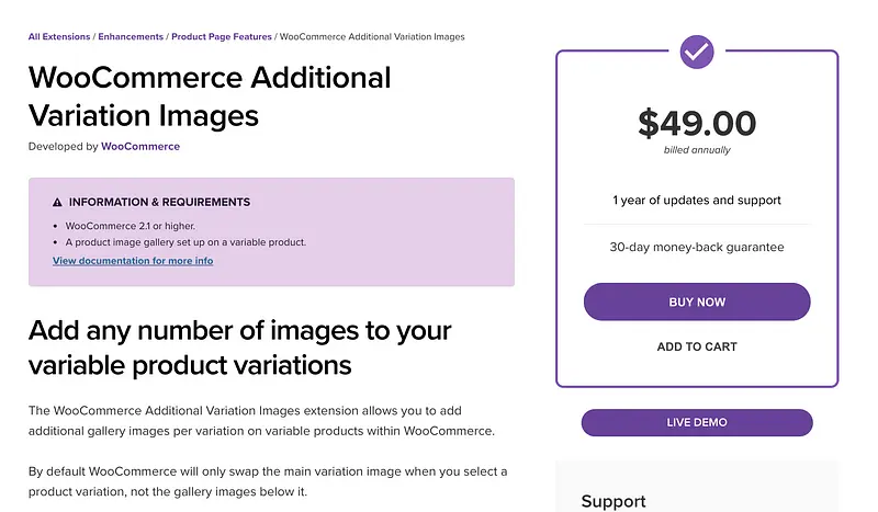 Imagens de variação adicionais do WooCommerce